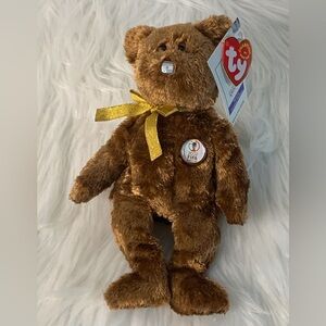 Ty (15)FIFA World Cup KoreaJapan Champion Brown and Gold Stuffed Animal Bear